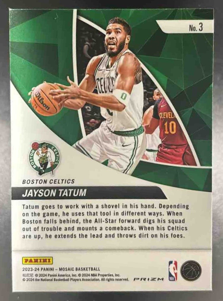 2023-24 Panini Mosaic Jayson Tatum Elevate Mosaic Green #3 Boston Celtics - Sports Cards