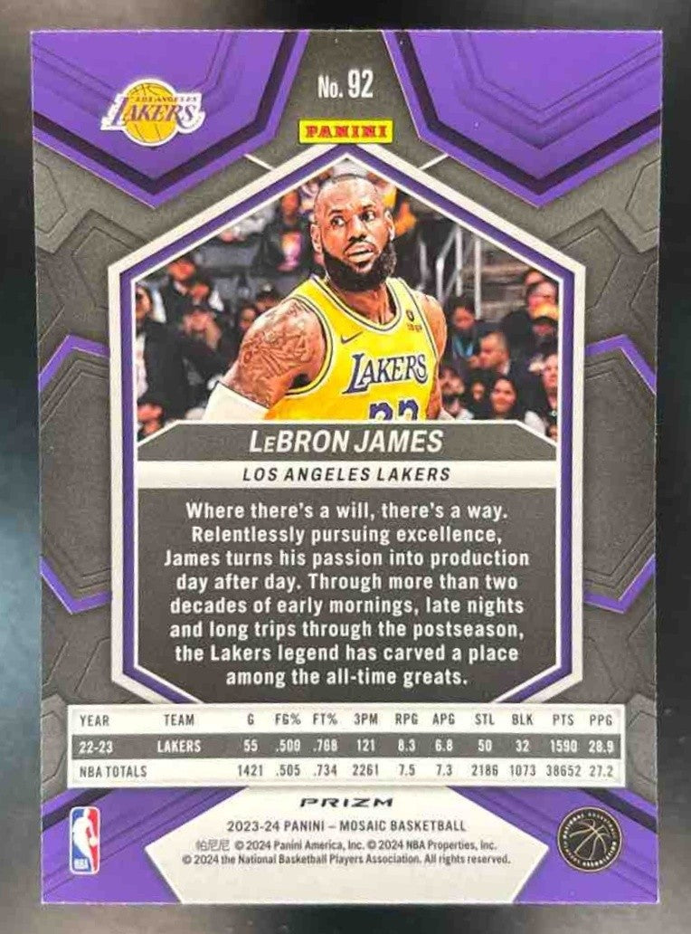 2023-24 Panini Mosaic LeBron James Mosaic Prizm #92 Los Angeles Lakers - Sports Cards