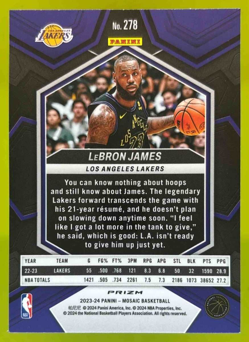 2023-24 Panini Mosaic LeBron James Reactive Yellow #278 City Edition Lakers - Sports Cards