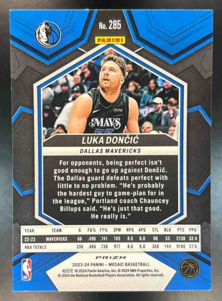 2023-24 Panini Mosaic Luka Doncic Reactive Blue Prizm #285 Dallas Mavericks - Sports Cards