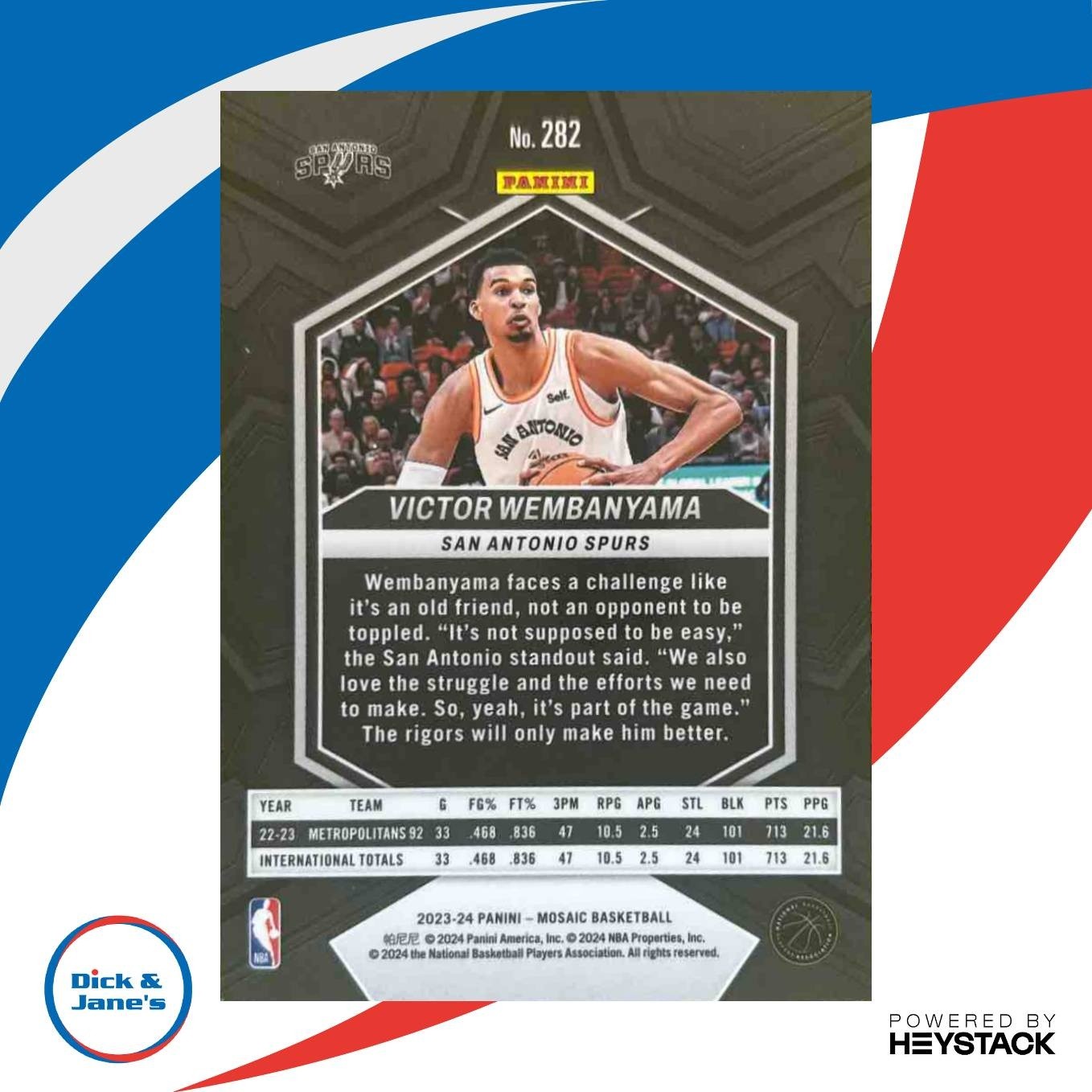 2023-24 Panini Mosaic Victor Wembanyama City Edition #282 RC San Antonio Spurs - Sports Cards