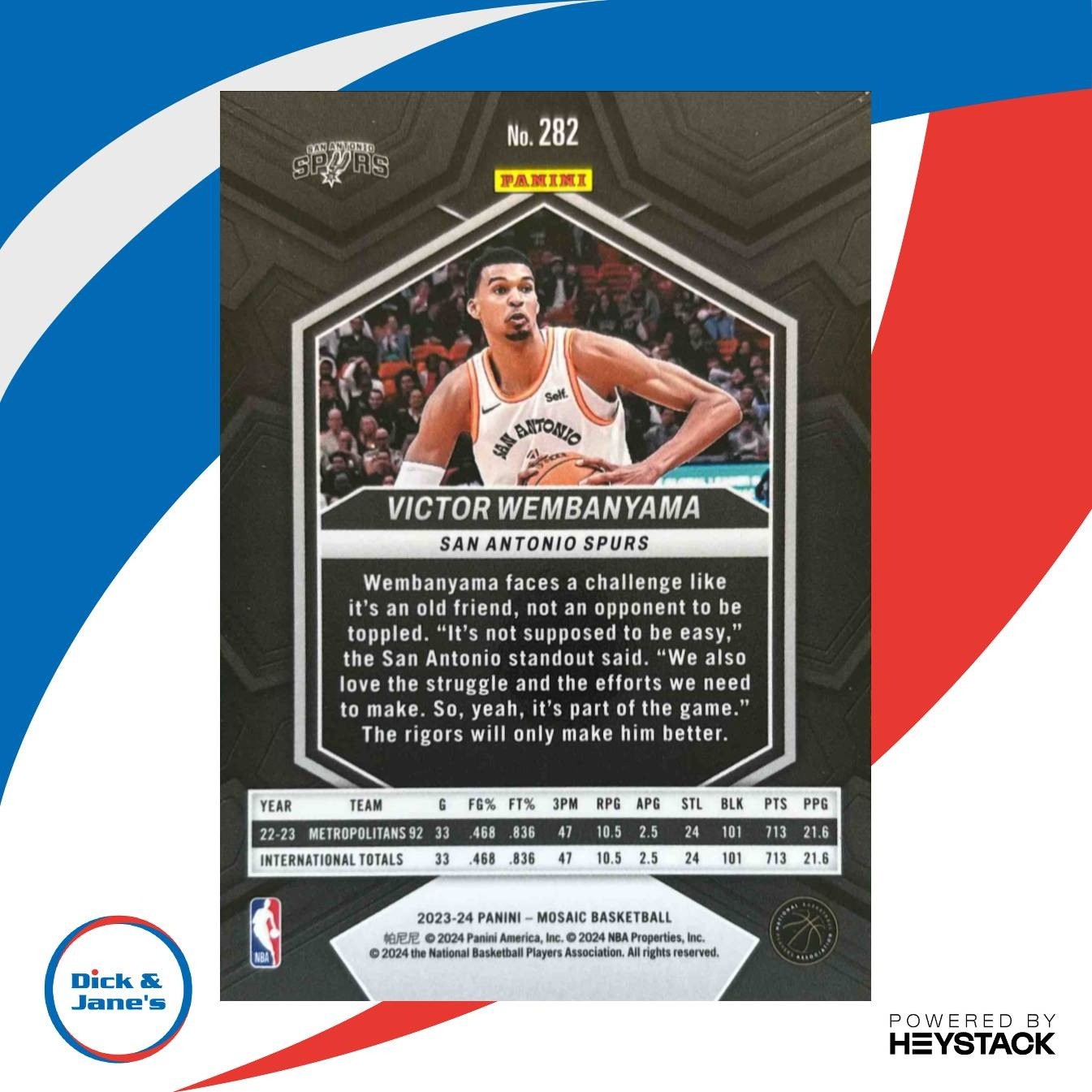 2023-24 Panini Mosaic Victor Wembanyama City Edition #282 RC San Antonio Spurs - Sports Cards