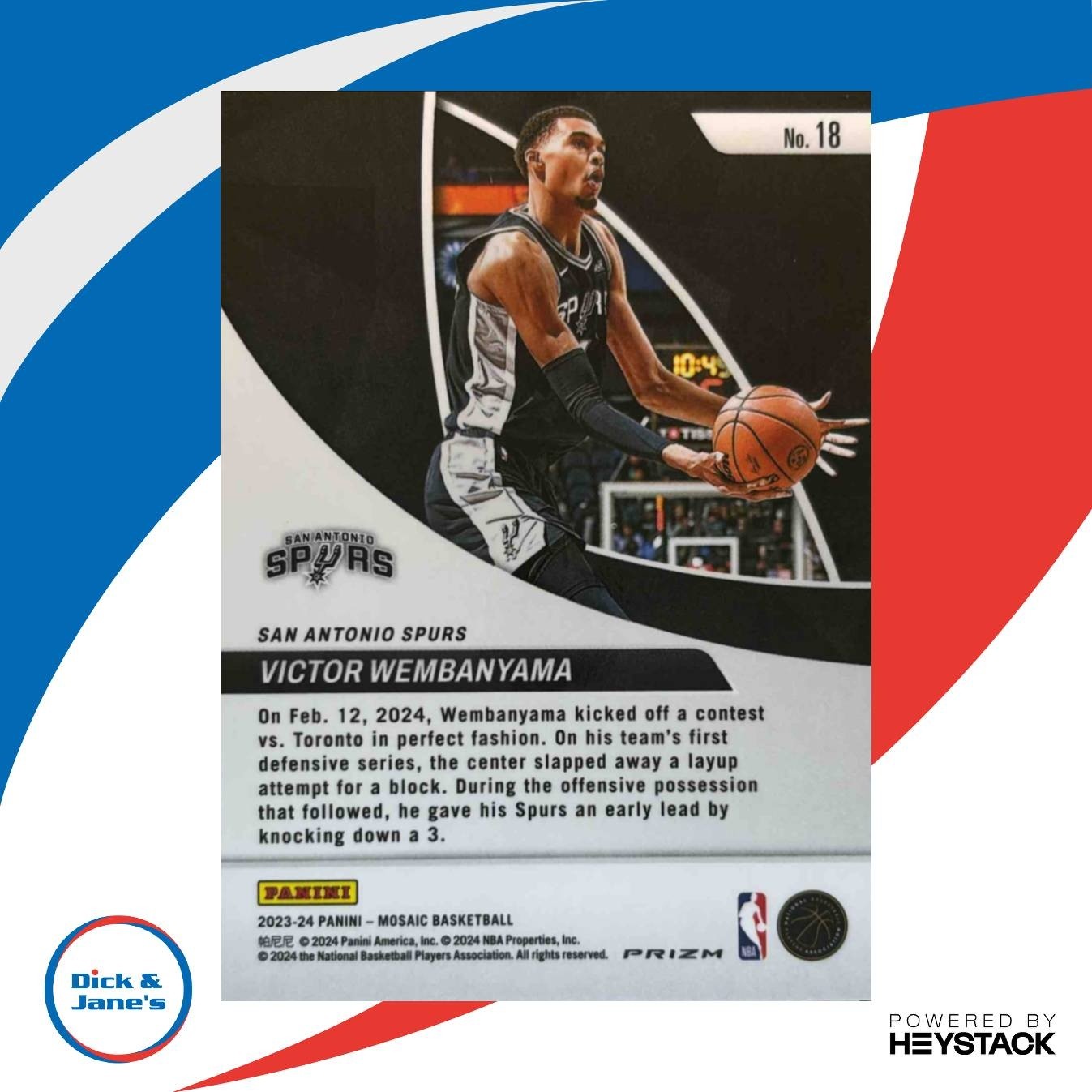 2023-24 Panini Mosaic Victor Wembanyama Elevate Green #18 RC San Antonio Spurs - Sports Cards