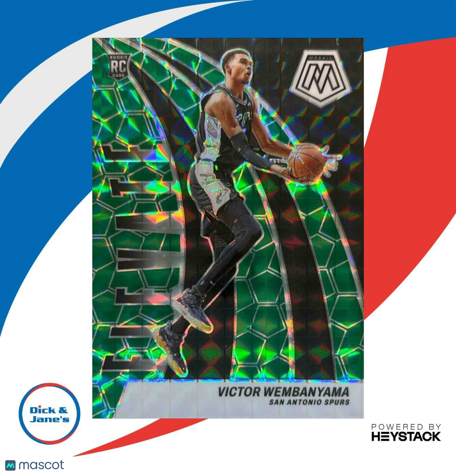 2023-24 Panini Mosaic Victor Wembanyama Elevate Green #18 RC San Antonio Spurs - Sports Cards