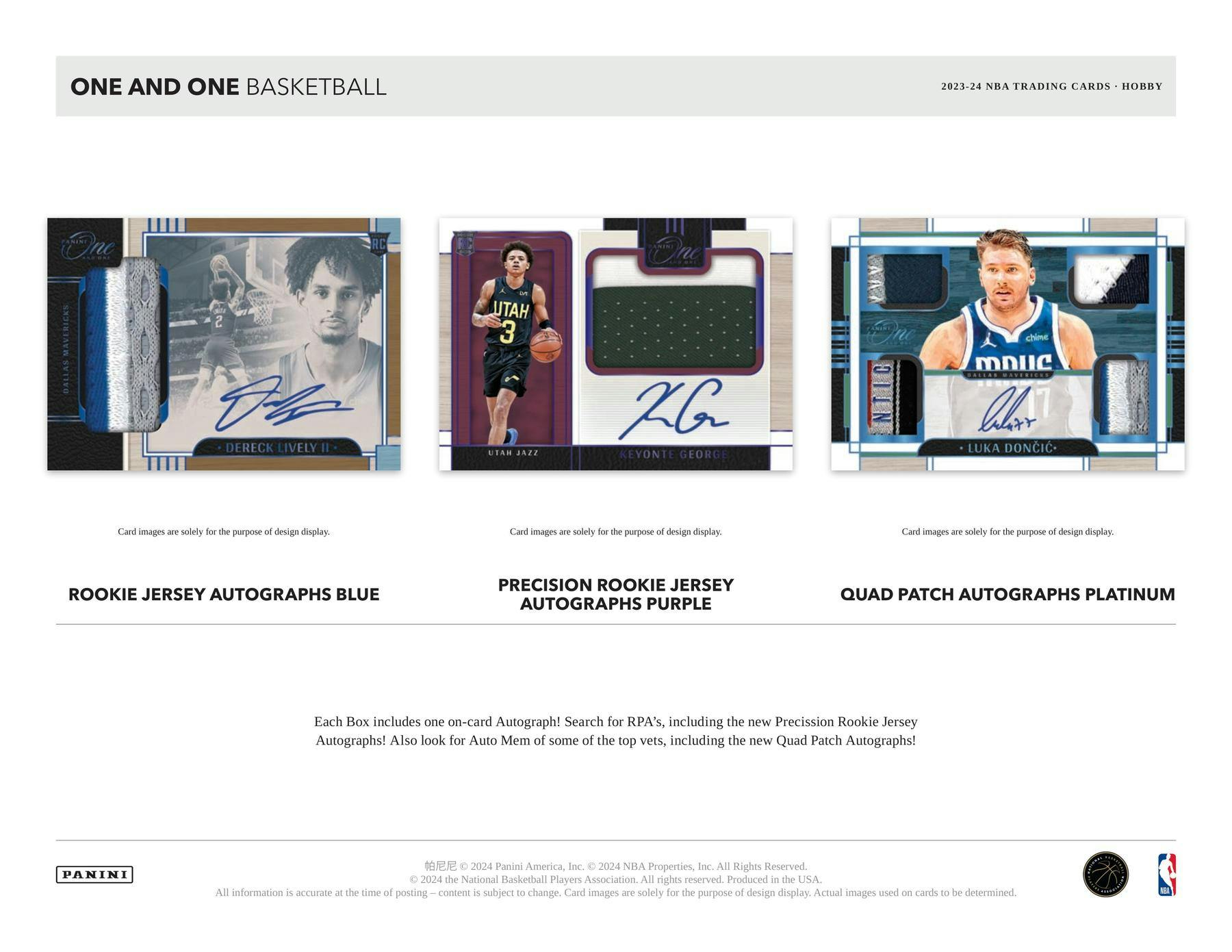2023/24 Panini One and One Basketball Hobby Box - NBA Hobby Box