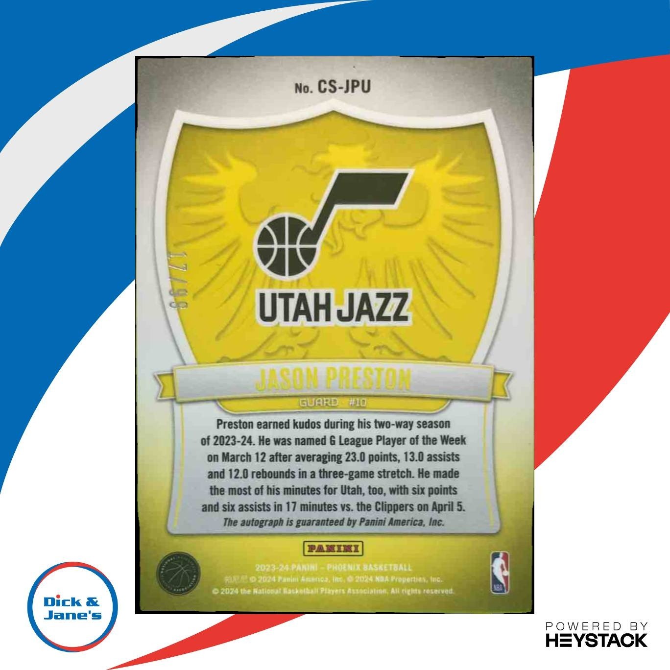 2023-24 Panini Phoenix Jason Preston Crusade Signature