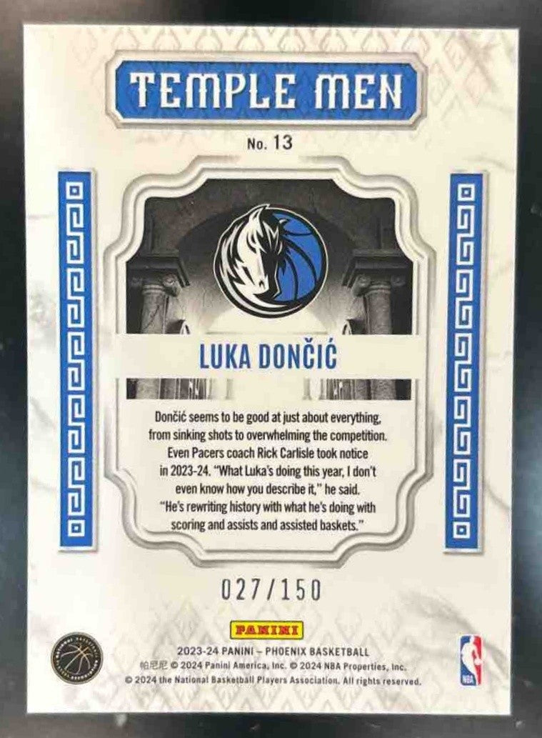 2023-24 Panini Phoenix Luka Doncic Temple Men White Lazer /150 #13 Mavericks - Sports Cards