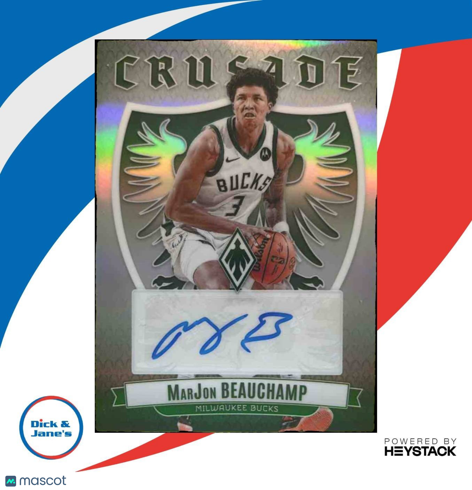 2023-24 Panini Phoenix MarJon Beauchamp Crusade Signatures Green Auto Bucks - Sports Cards