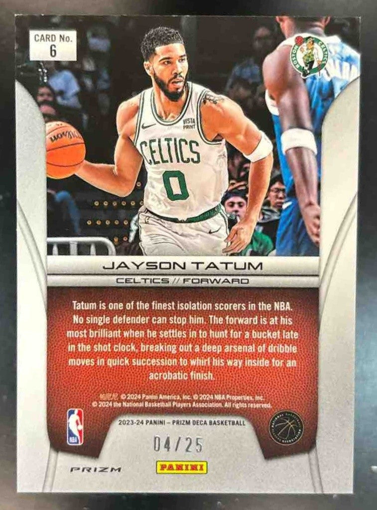 2023-24 Panini Prizm Deca Jayson Tatum Brilliance Mojo /25 #6 Boston Celtics - Sports Cards