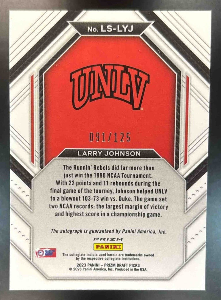 2023-24 Panini Prizm Draft Picks Larry Johnson Legacy Signatures Blue /125 Auto - Sports Cards