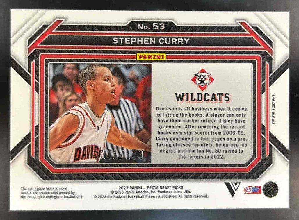 2023-24 Panini Prizm Draft Picks Stephen Curry Blue /199 #53b VAR - Sports Cards