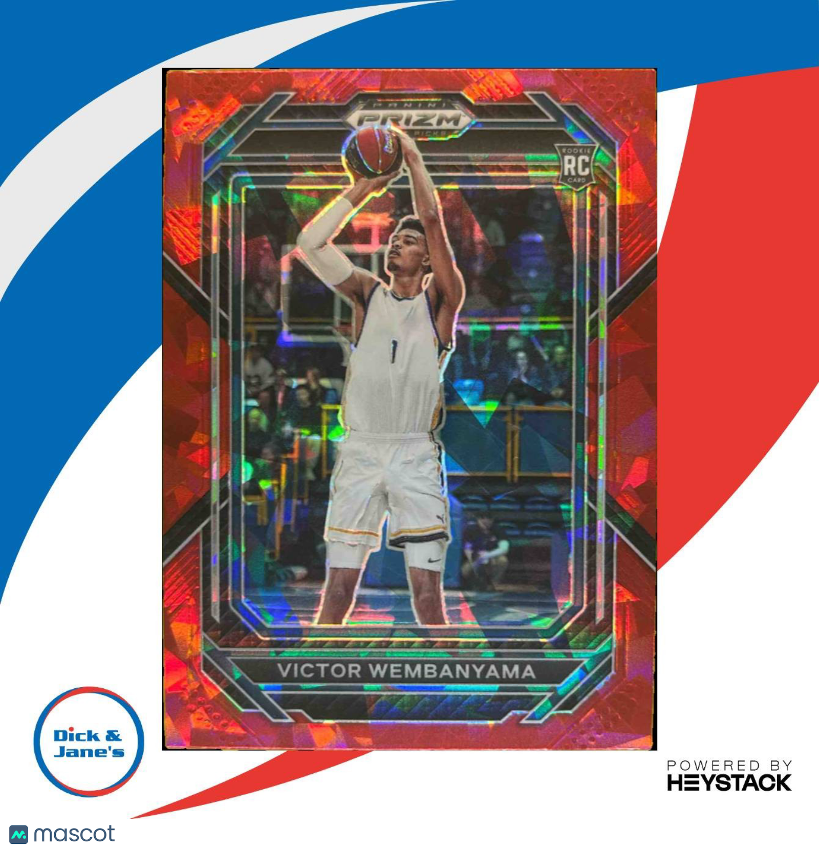 2023-24 Panini Prizm Draft Picks Victor Wembanyama Red Cracked Ice #2 RC Spurs - Sports Cards
