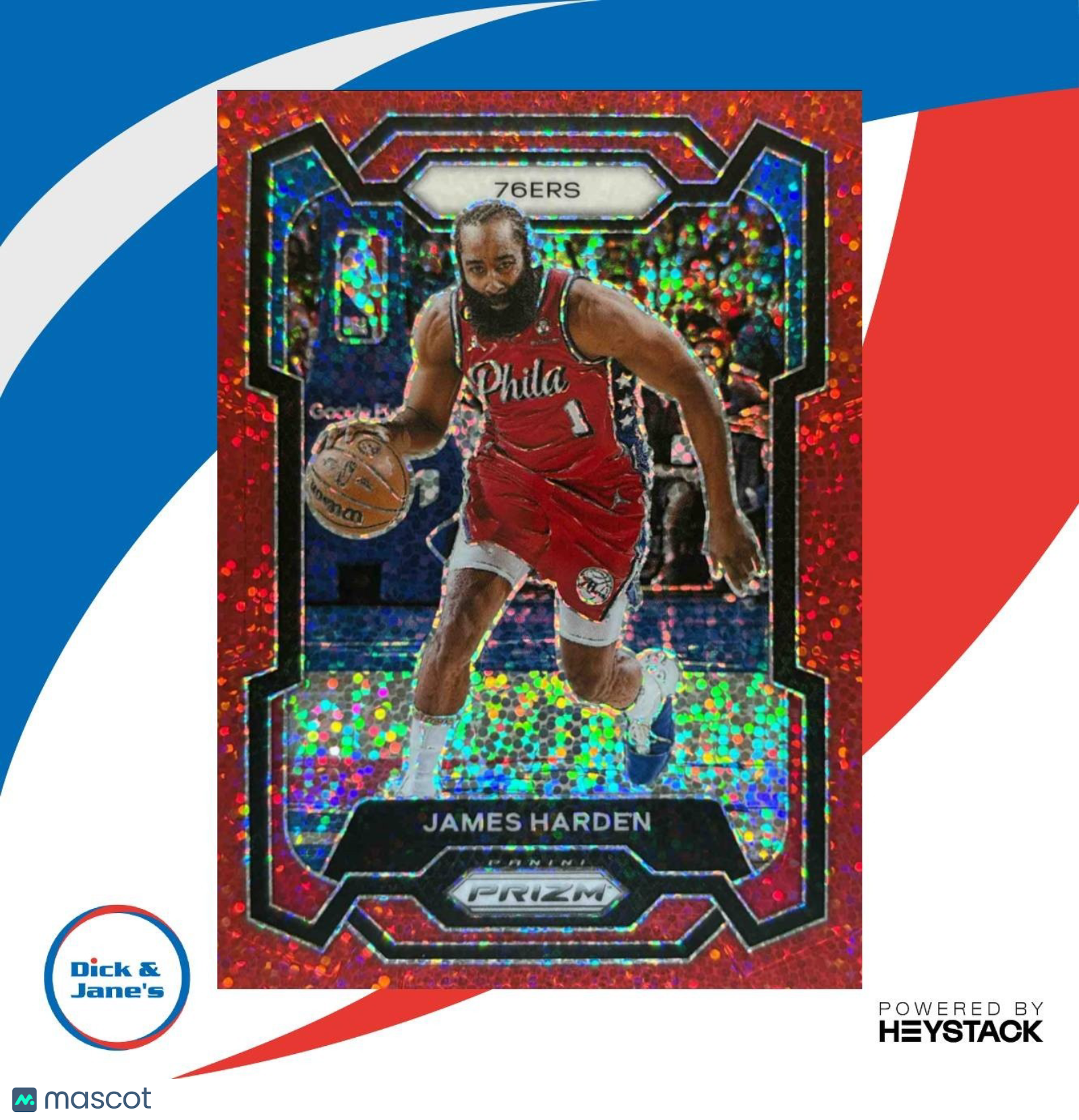 2023-24 Panini Prizm James Harden Prizms Red Sparkle #98 Philadelphia 76ers - Sports Cards