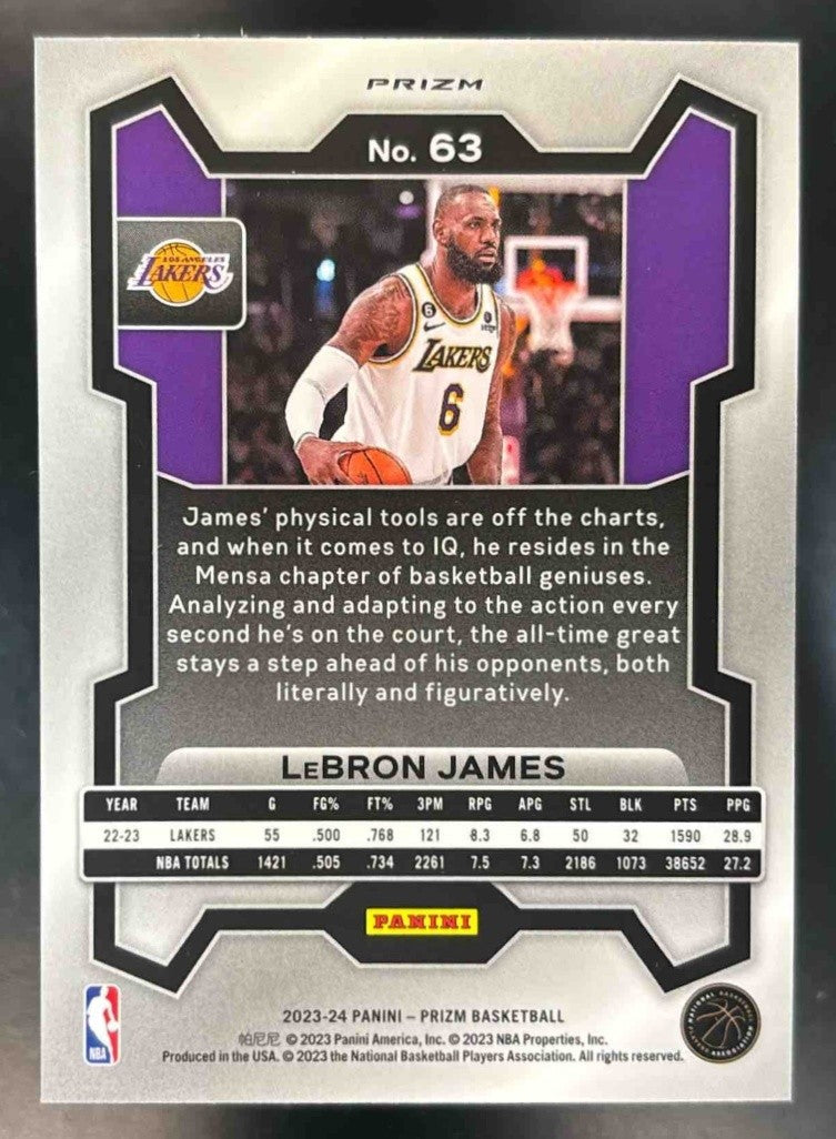 2023-24 Panini Prizm LeBron James Prizms Pink Ice #63 Los Angeles Lakers - Sports Cards