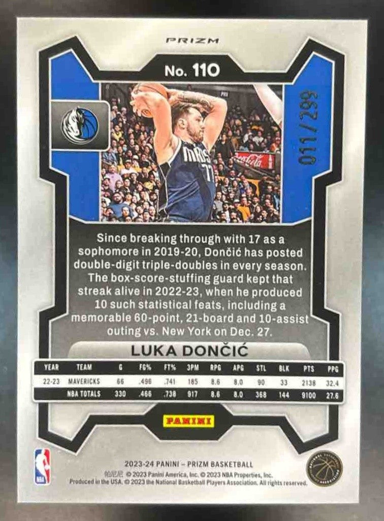 2023-24 Panini Prizm Luka Doncic Prizms Red /299 #110 Dallas Mavericks - Sports Cards