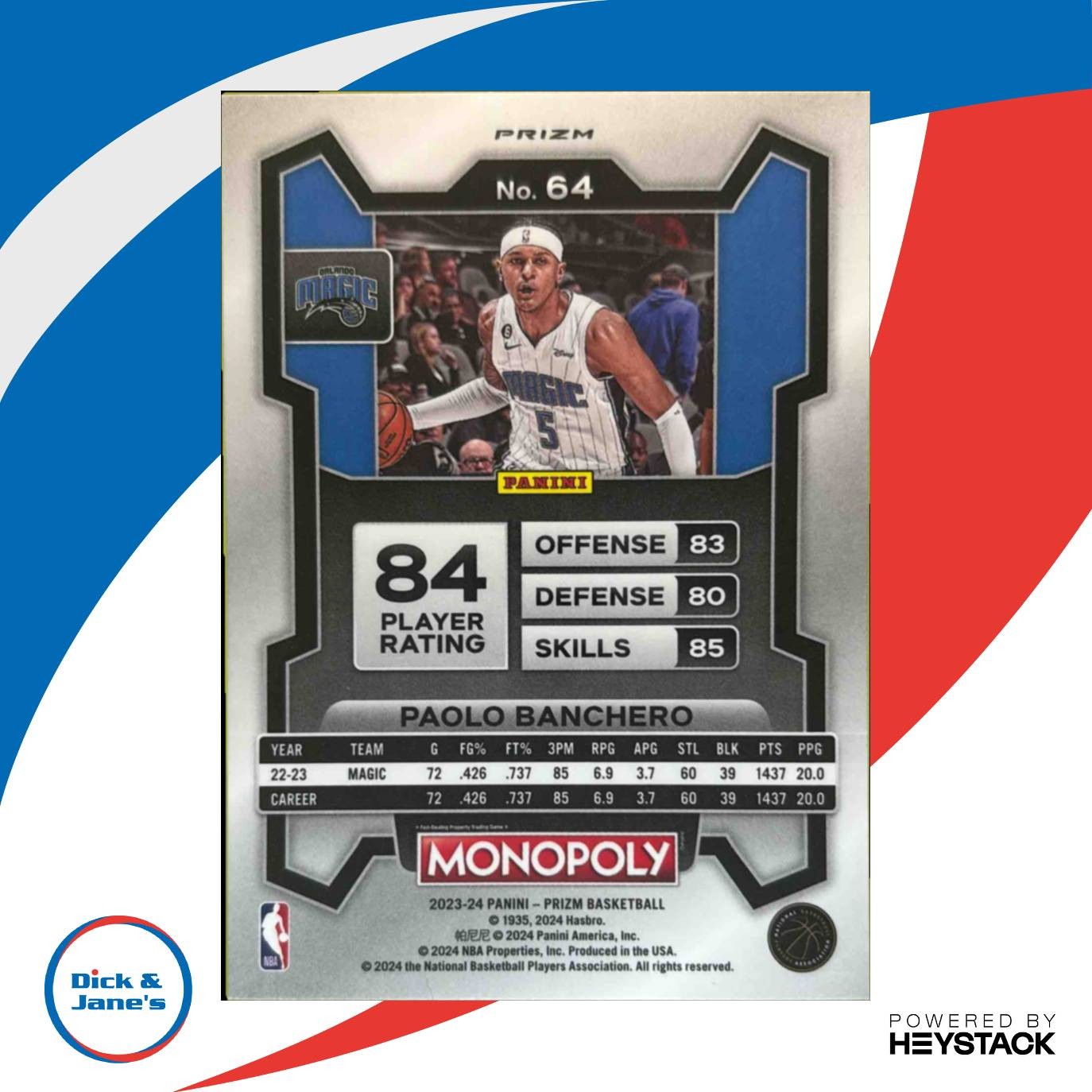2023-24 Panini Prizm Monopoly Paolo Banchero Man Red Pattern #64 Orlando Magic - Sports Cards