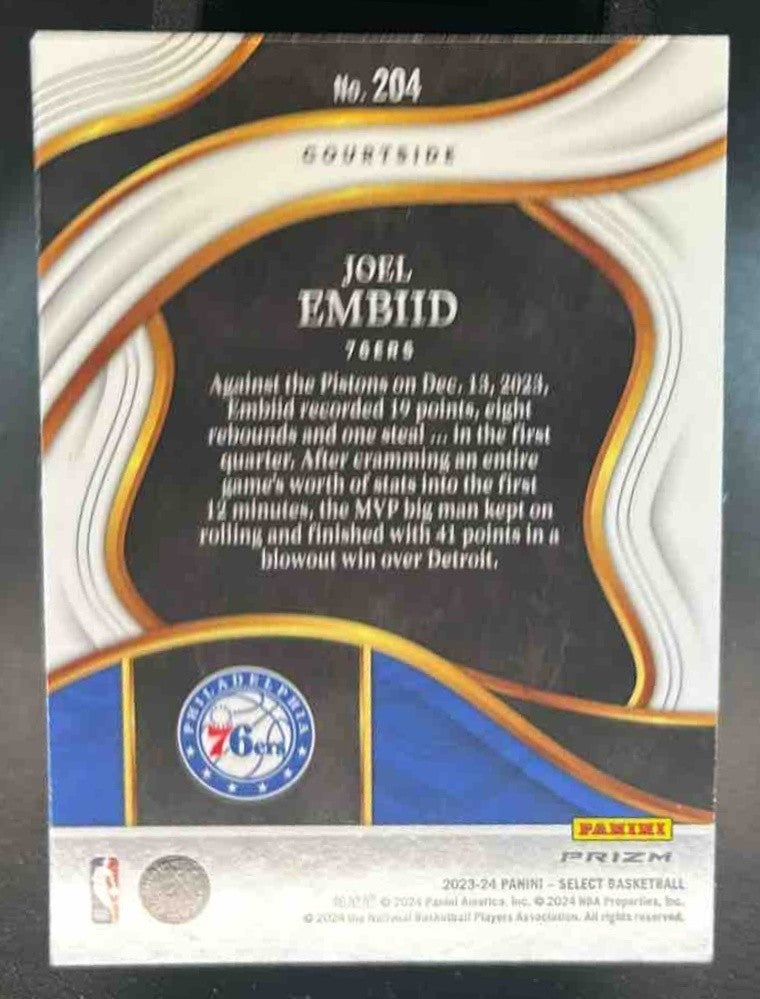 2023-24 Panini Select Joel Embiid Zebra Prizm SSP #204 Courtside 76ers - Sports Cards