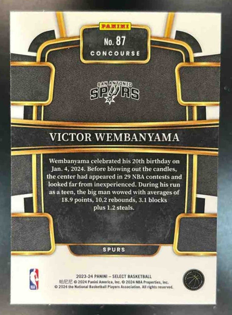 2023-24 Panini Select Victor Wembanyama Blue #87 RC Concourse San Antonio Spurs - Sports Cards