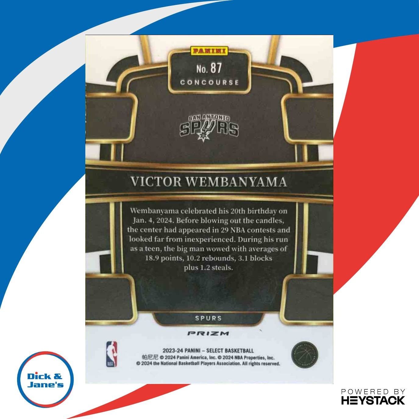 2023-24 Panini Select Victor Wembanyama Tectonic Prizms #87 RC San Antonio Spurs - Sports Cards