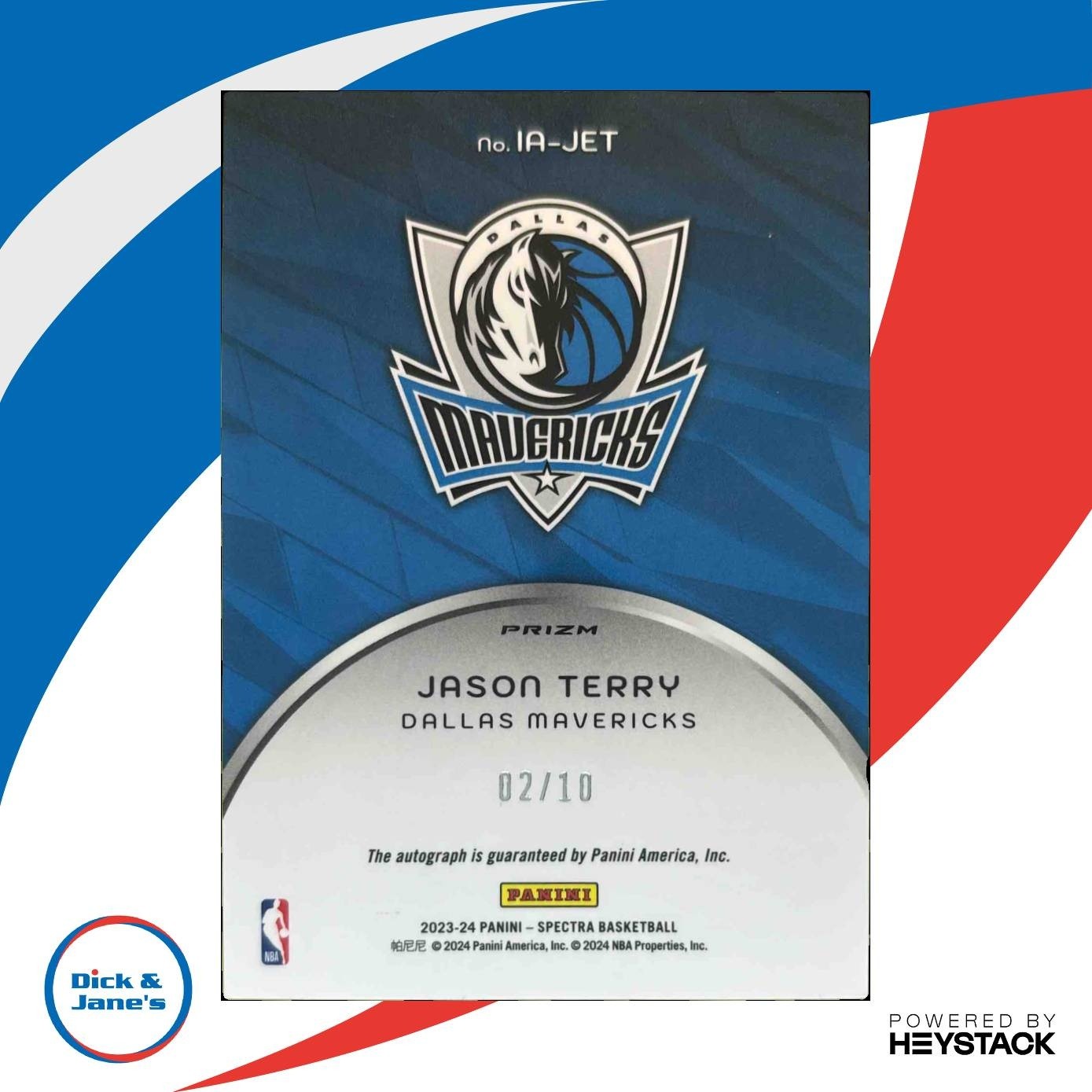2023-24 Panini Spectra Jason Terry Icons Auto 1/10 Dallas Mavericks - Sports Cards