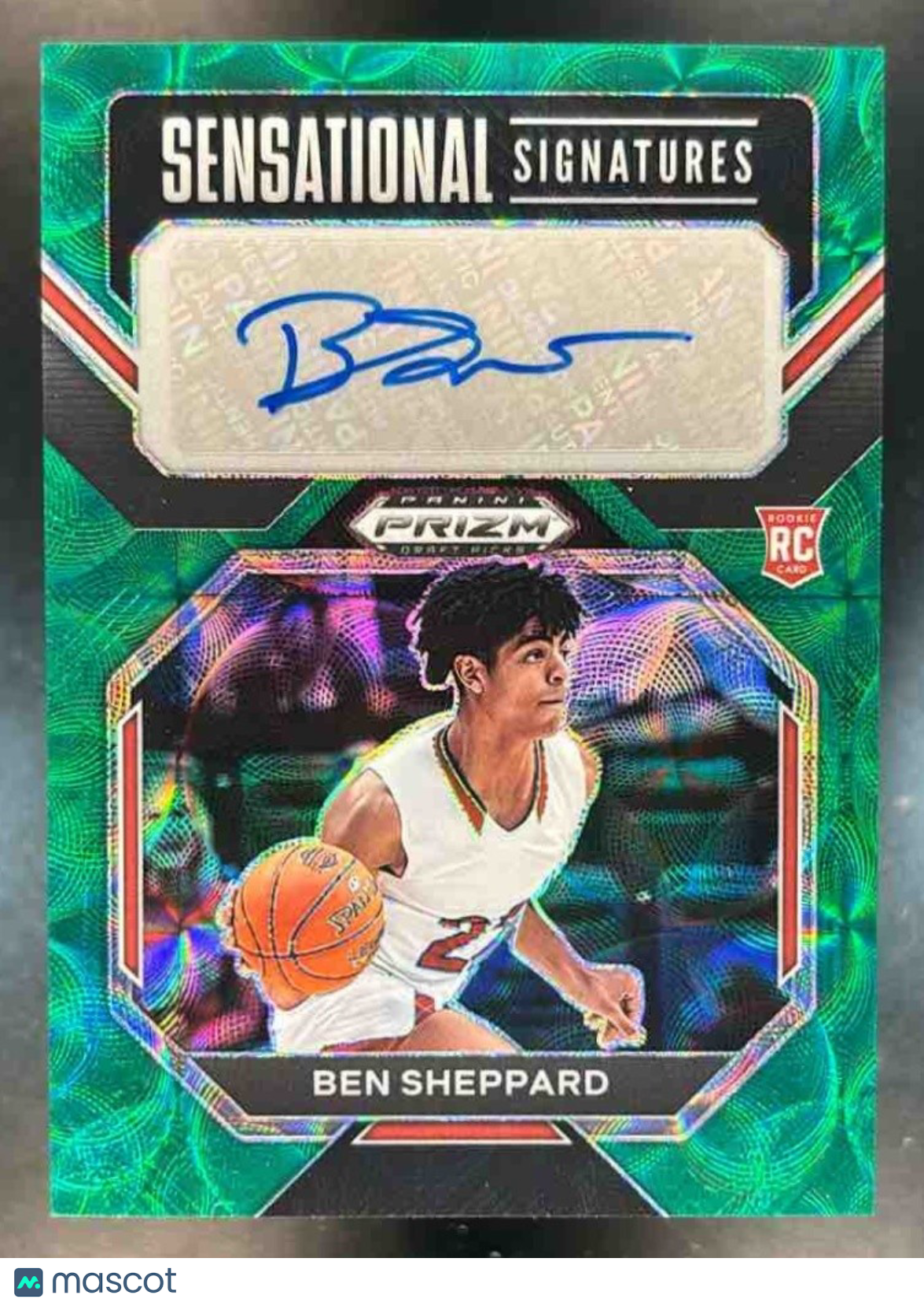 2023-24 Prizm Draft Picks Ben Sheppard Sensational Signatures Green RC Auto - Sports Cards