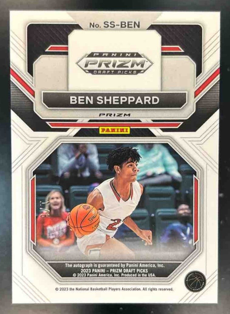 2023-24 Prizm Draft Picks Ben Sheppard Sensational Signatures Green RC Auto - Sports Cards