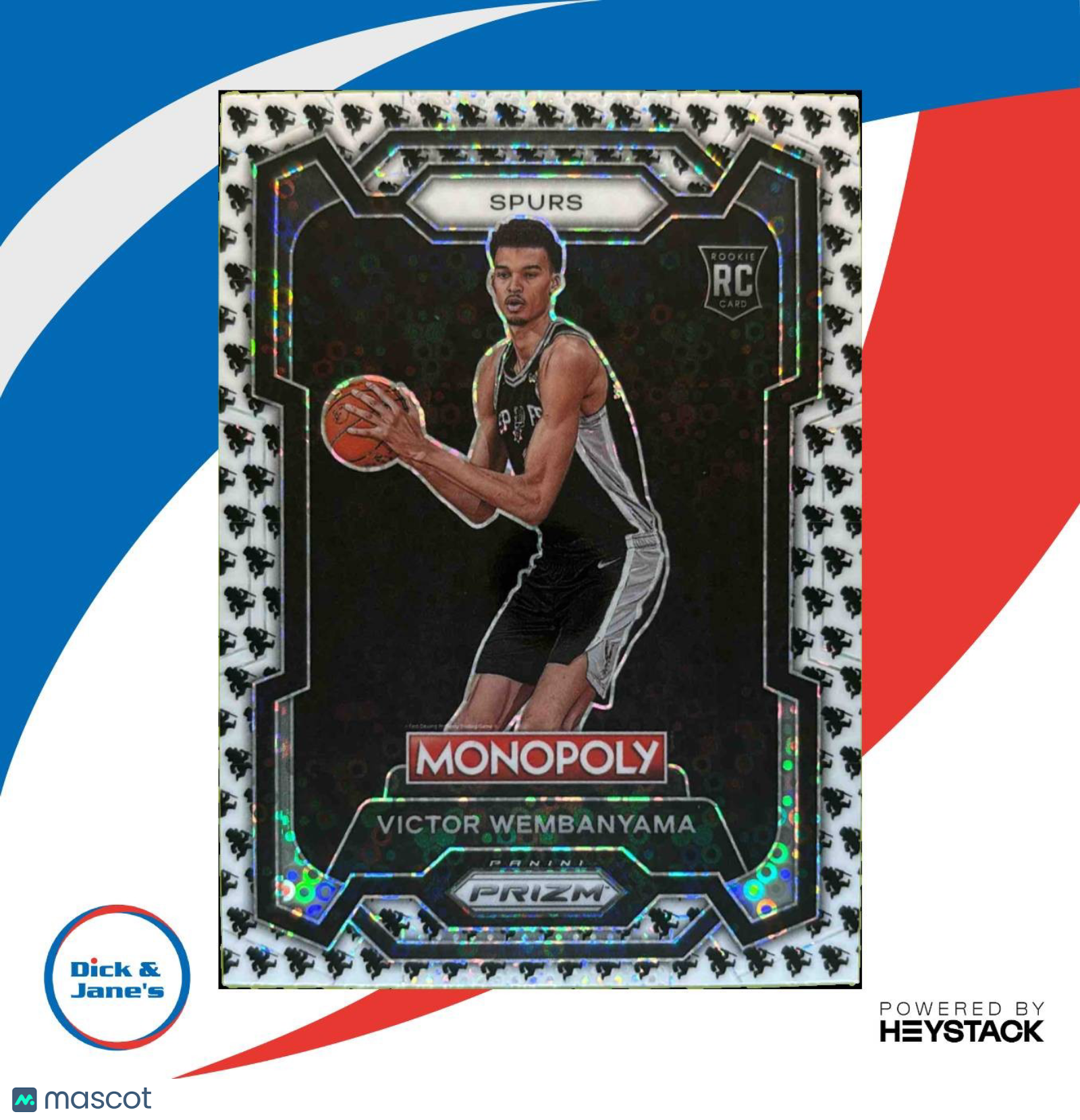 2023 24 Prizm Monopoly Victor Wembanyama Man Black & White RC San Antonio Spurs Sports Cards