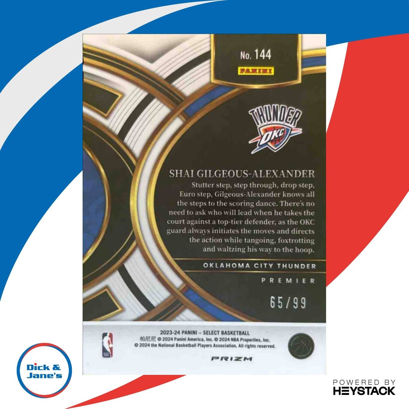 2023-24 Select Shai Gilgeous-Alexander Pink Cracked Ice Prizms /99 #144 Thunder - Sports Cards