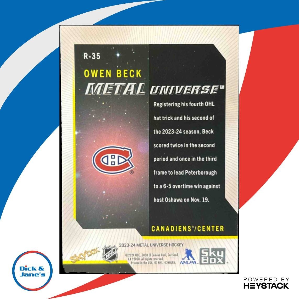 2023-24 Skybox Metal Universe Owen Beck 2008 09 Rookie Retros Montreal Canadiens - Sports Cards