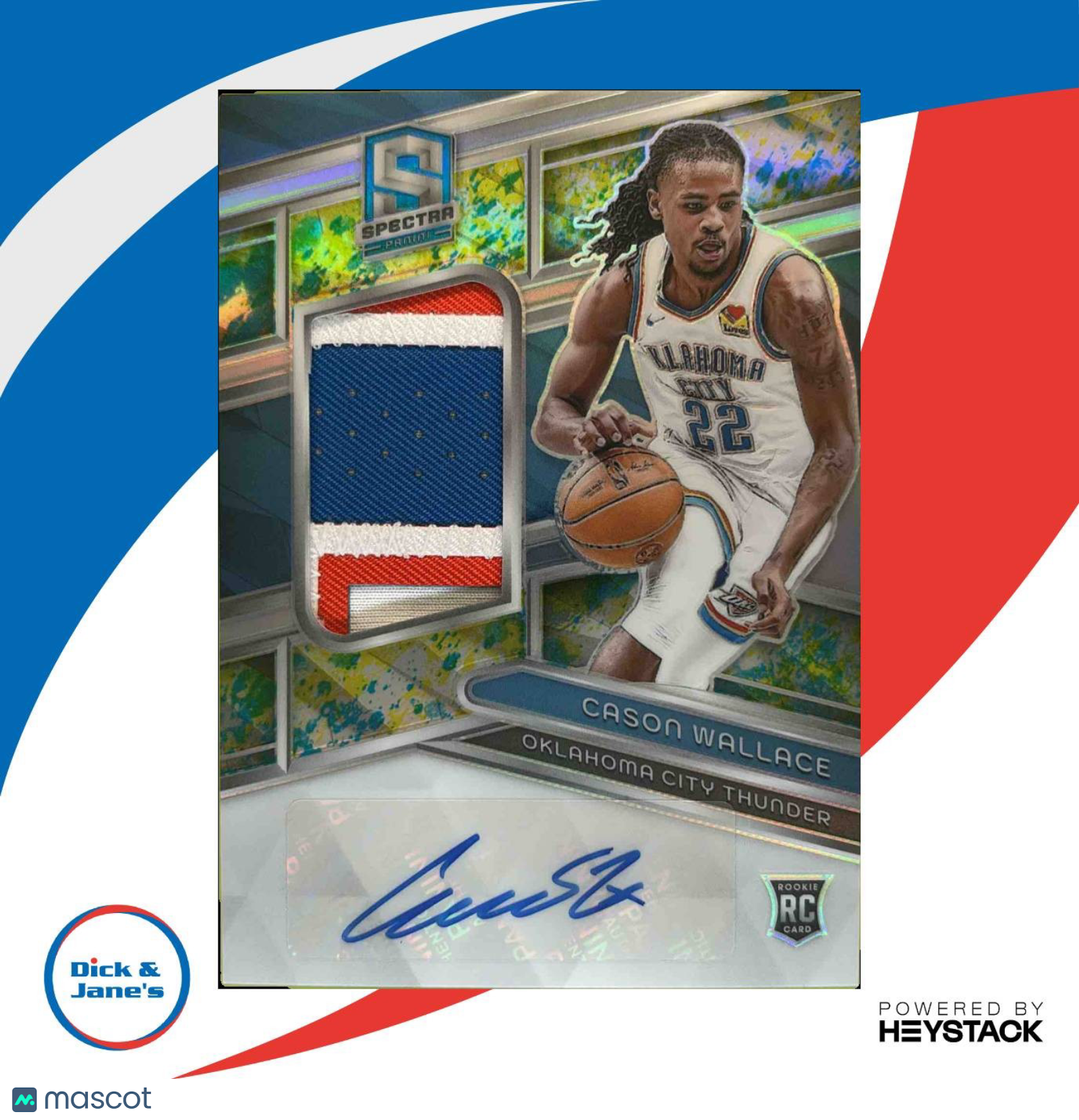 2023-24 Spectra Cason Wallace Rookie Jersey Auto International Neon Splatter 6/8 - Sports Cards