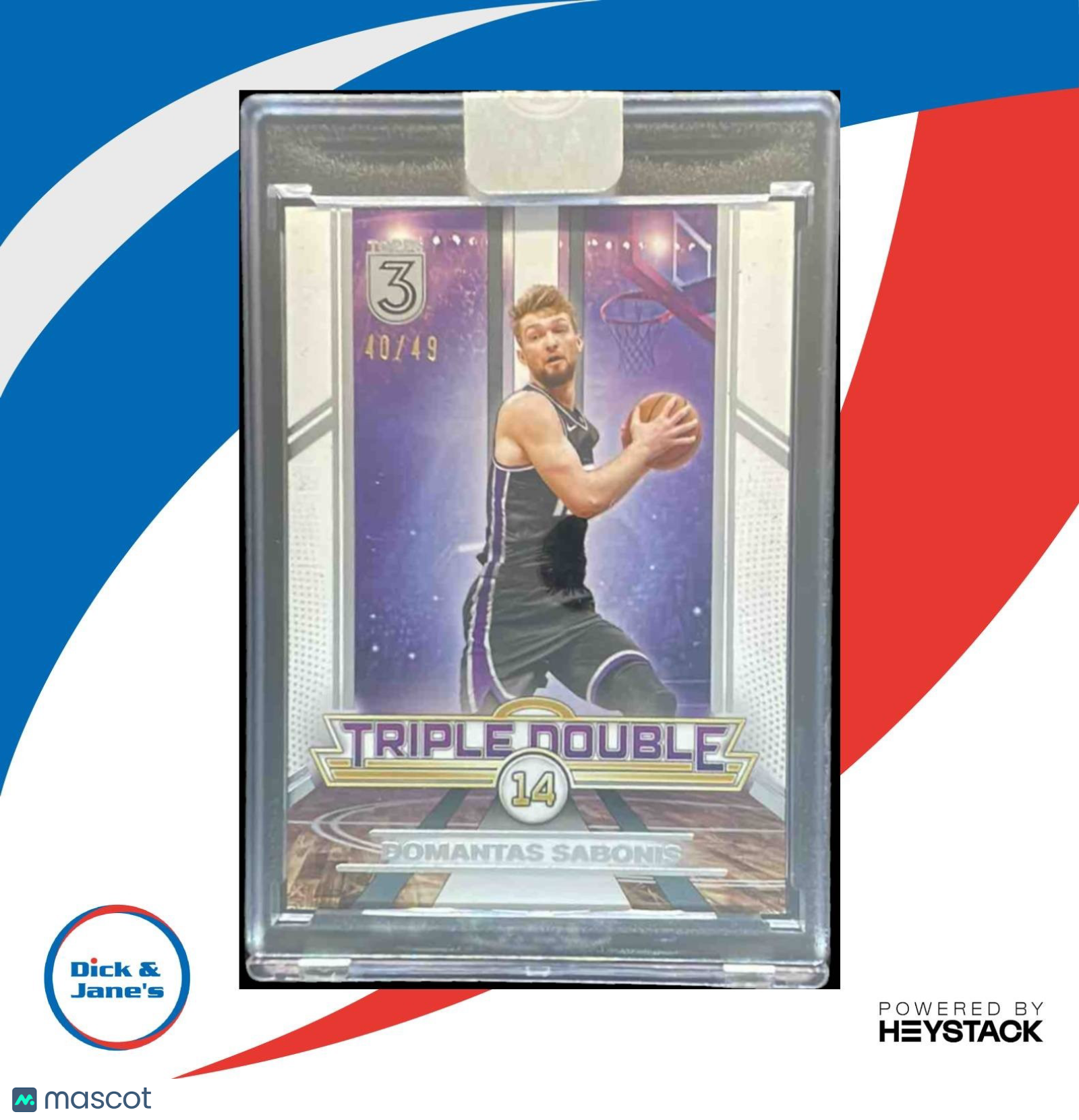2023-24 Topps 3 Domantas Sabonis Triple Double 40/49 #TD-4 Sacramento Kings - Sports Cards