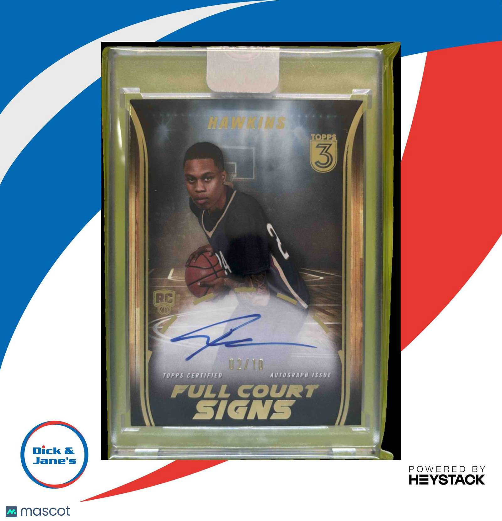 2023 24 Topps 3 Jordan Hawkins Full Court Signs Gold 02/10 RC Auto New Orleans Sports Cards