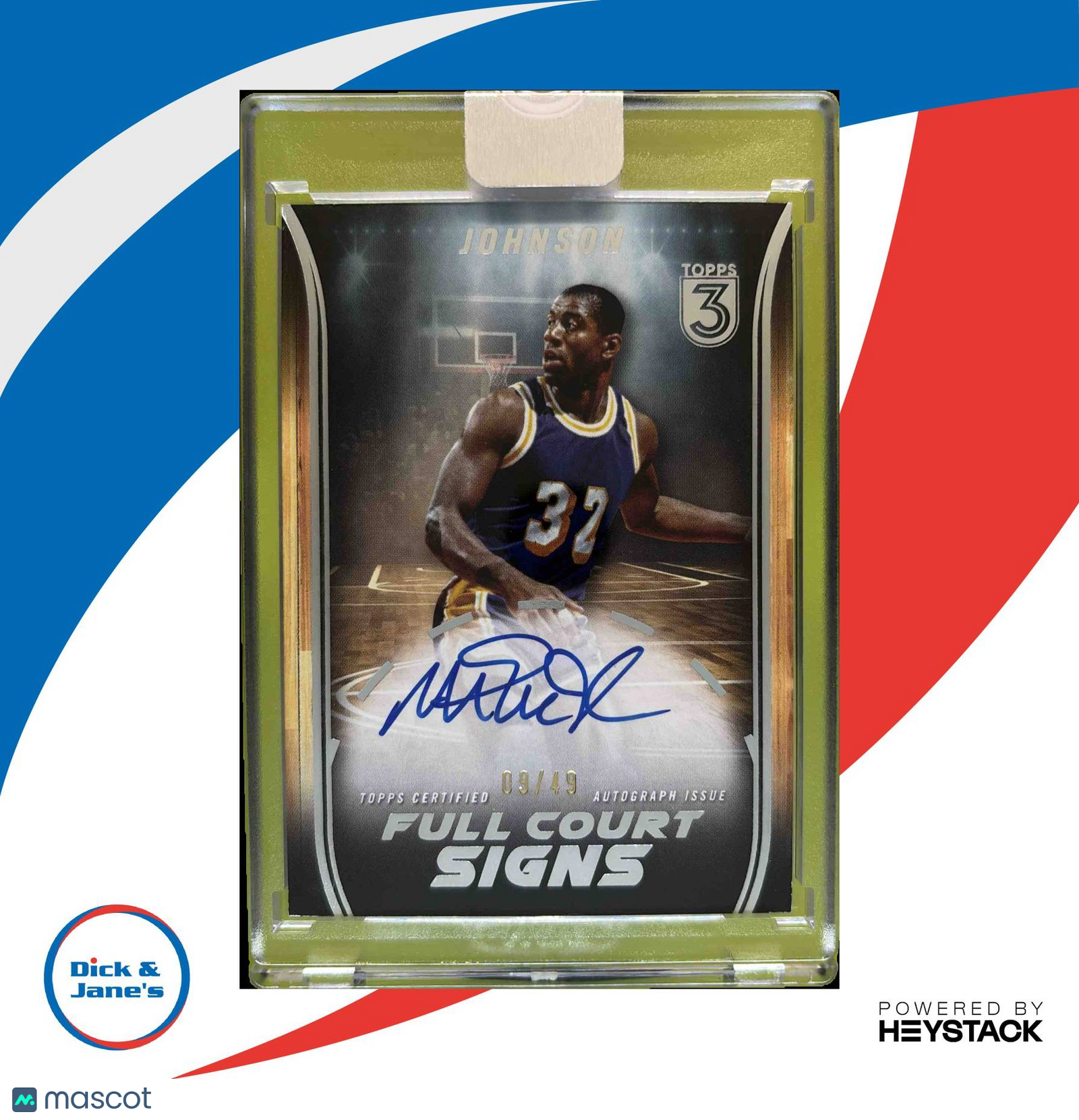2023 24 Topps 3 Magic Johnson Full Court Signs 9/49 Auto Los Angeles Lakers Sports Cards