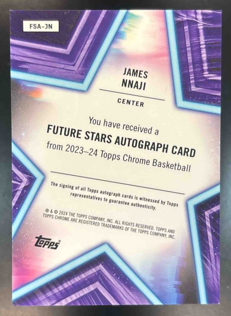 2023-24 Topps Chrome James Nnaji Future Stars Auto (refractor) #FSA-JN RC - Sports Cards