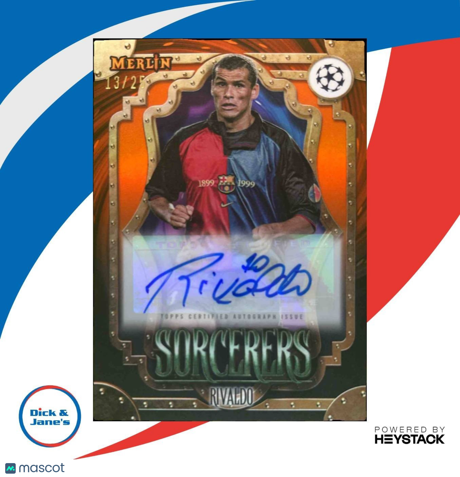 2023-24 Topps Chrome Merlin Rivaldo Sorcerers Orange /25 Auto FC Barcelona - Sports Cards