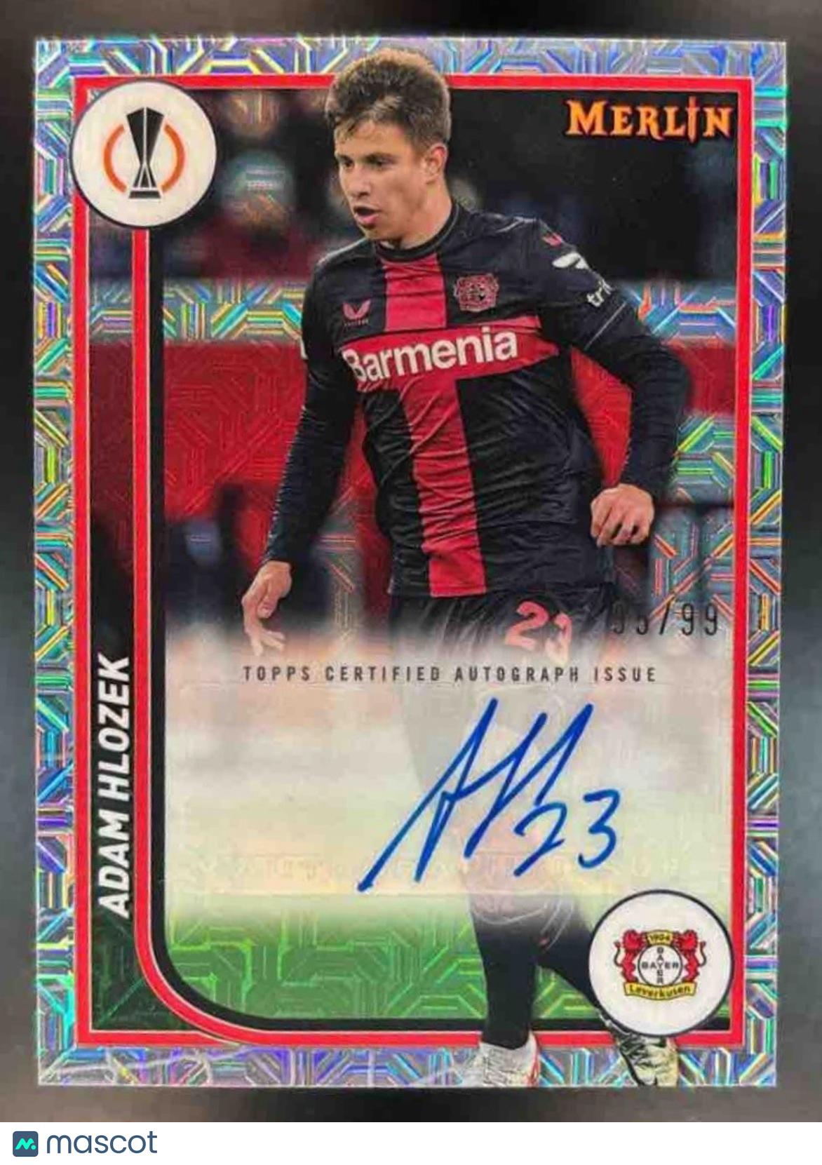 2023-24 Topps Chrome Merlin UEFA Club Adam Hlozek Auto Mojo /99 Leverkusen - Sports Cards