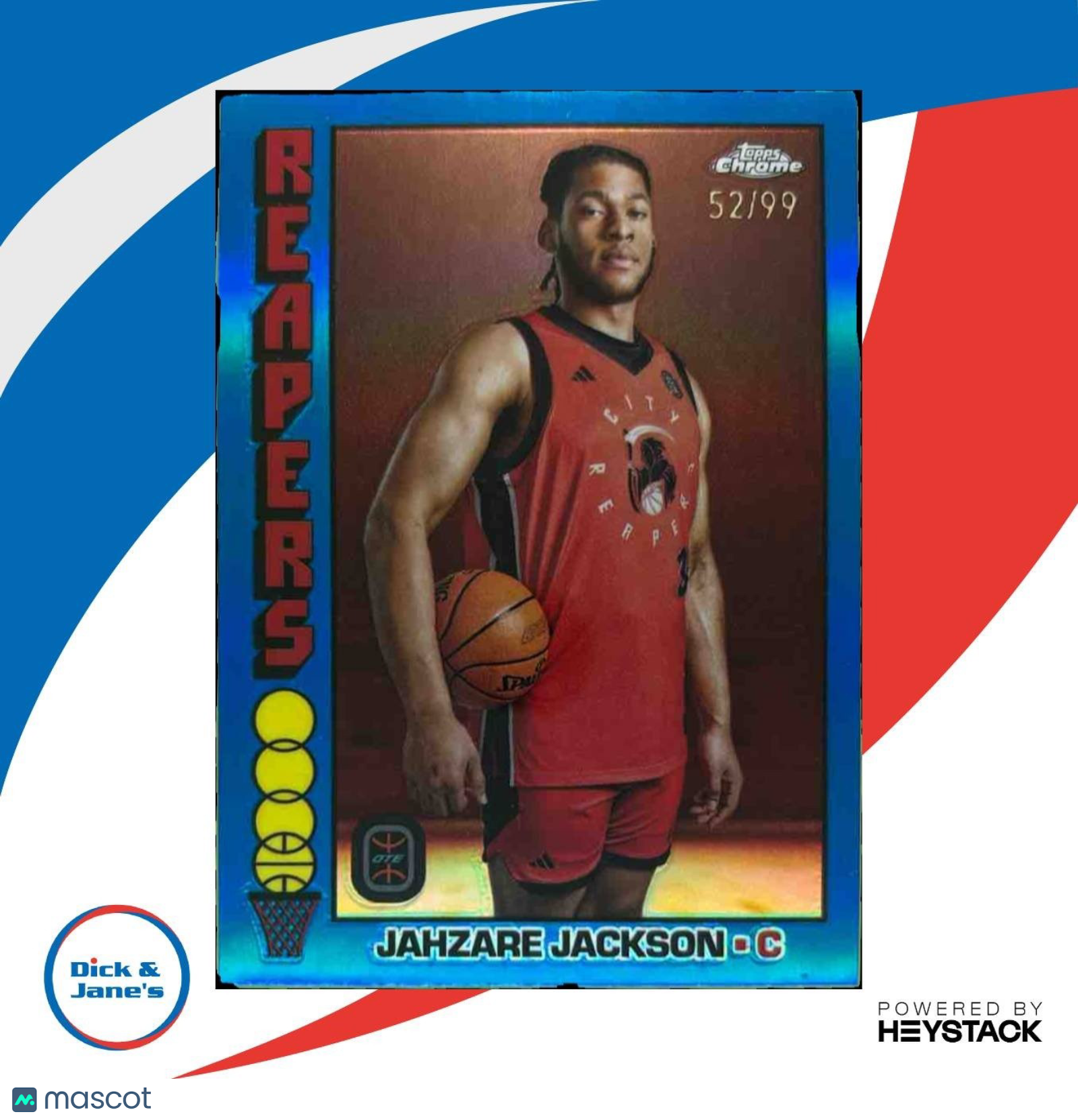 2023-24 Topps Chrome Overtime Elite Jahzare Jackson 1976 Basketball Blue /99 - Sports Cards