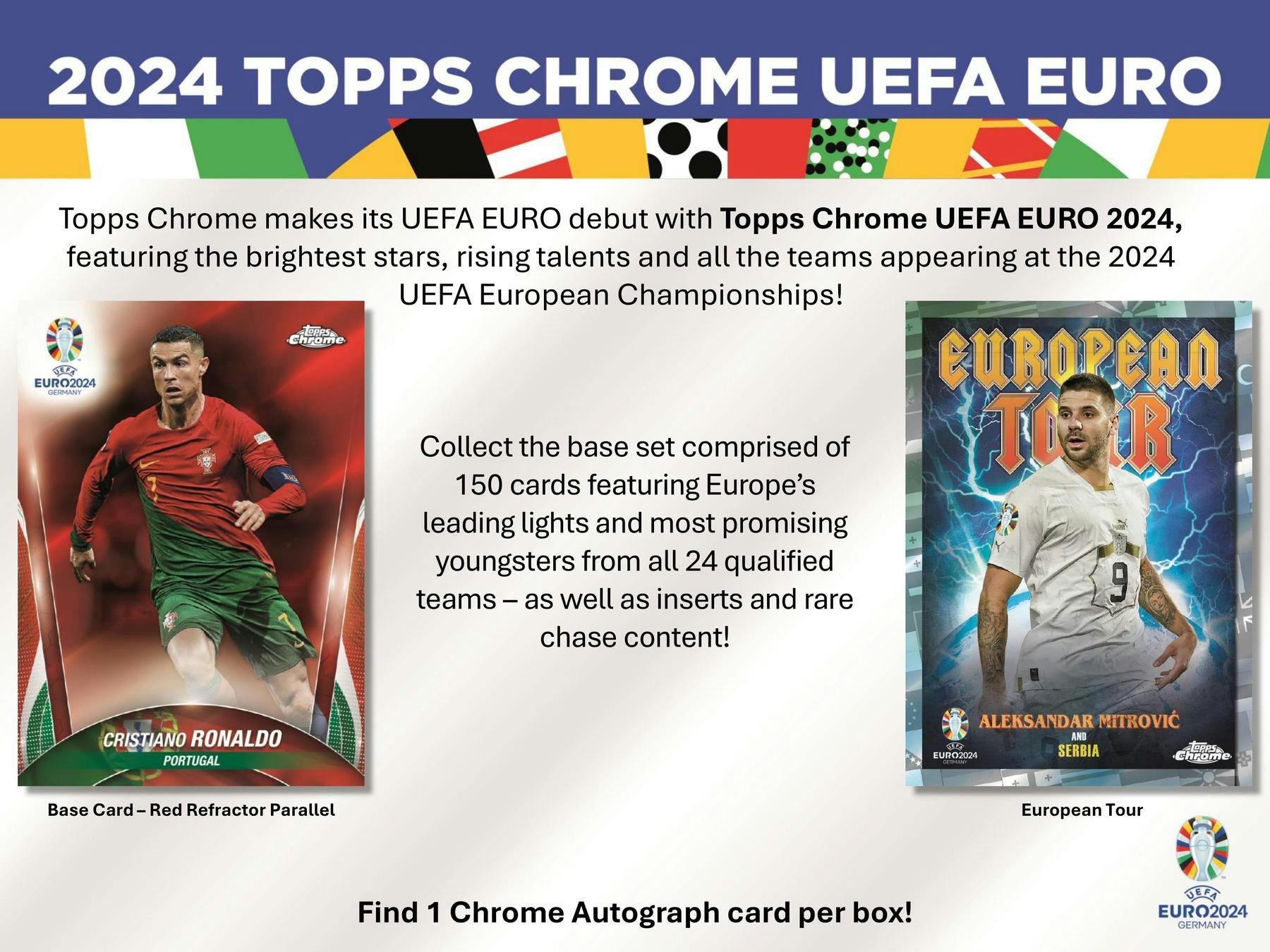 2023/24 Topps Chrome UEFA Euro Soccer Hobby Box (1 Auto) EURO2024 Germany Nov 13th - Soccer Hobby Box