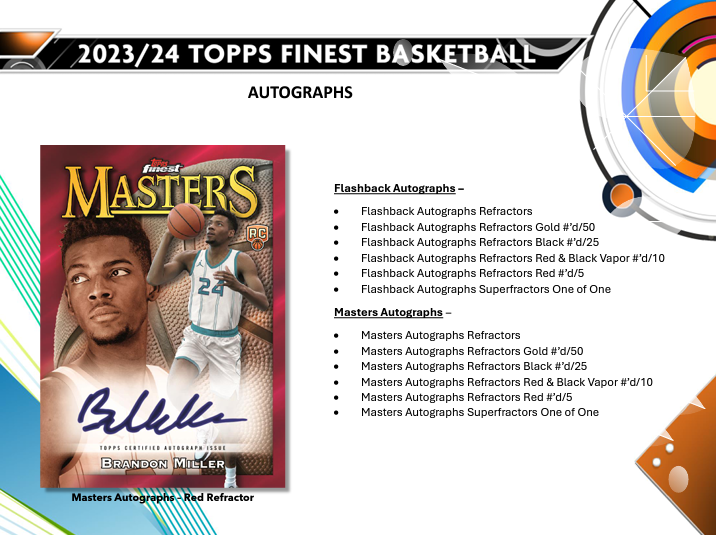 2023/24 Topps Finest Basketball Hobby Box (2 Autos) - NBA Hobby Box