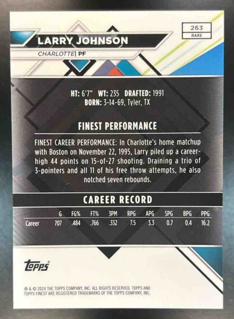2023-24 Topps Finest Larry Johnson Blue Checkerboard /49 #263 Rare Hornets - Sports Cards