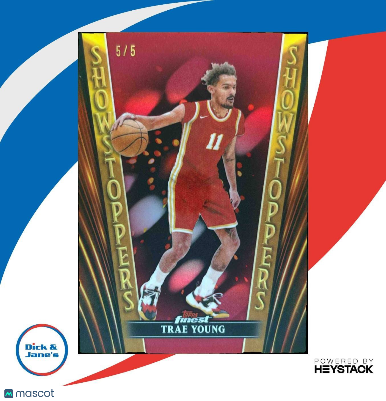 2023-24 Topps Finest Trae Young Showstoppers Red Refractor 5/5 Atlanta Hawks - Sports Cards