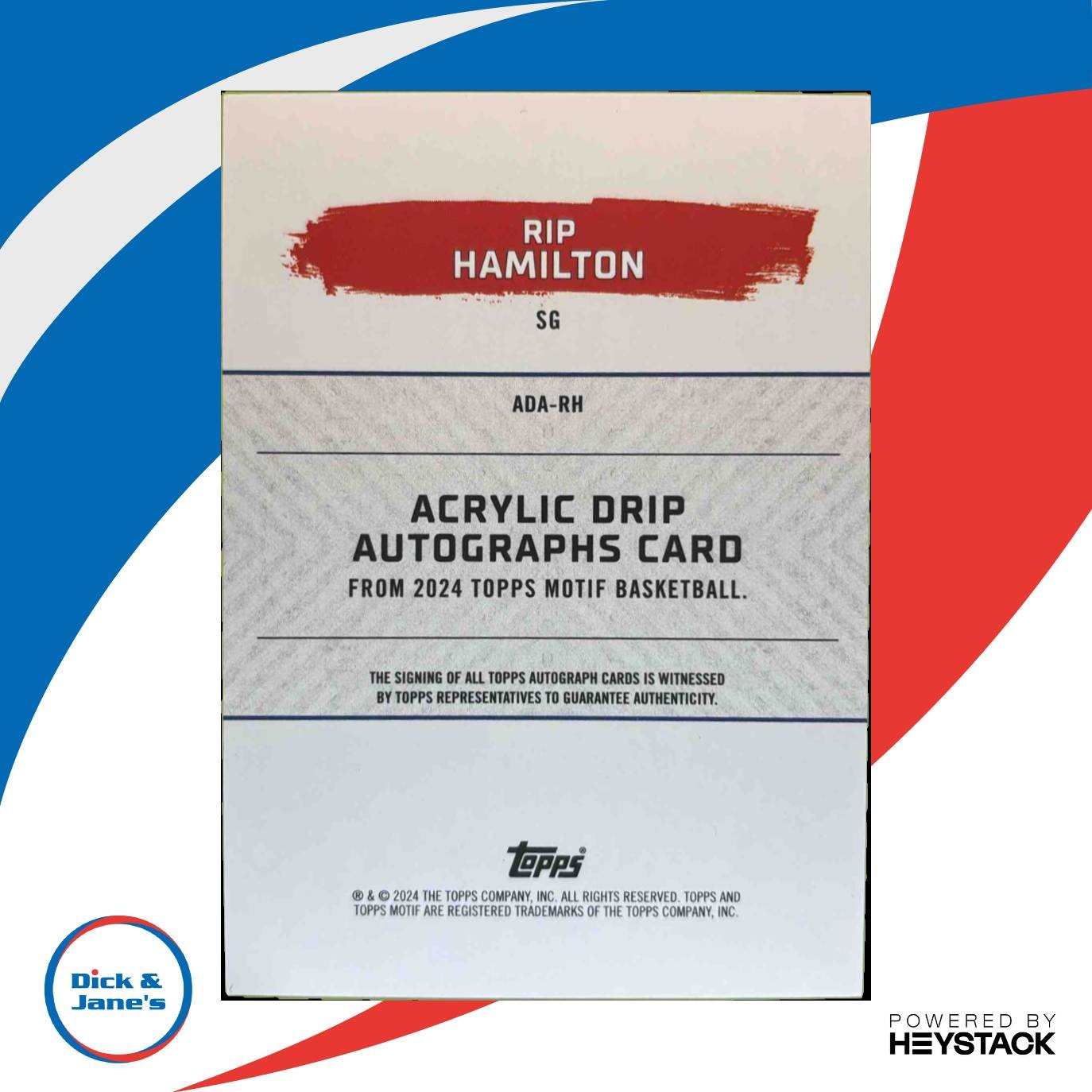 2023-24 Topps Motif Rip Hamilton Acrylic Drip Auto 70/99 #ADA-RH Detroit Pistons - Sports Cards