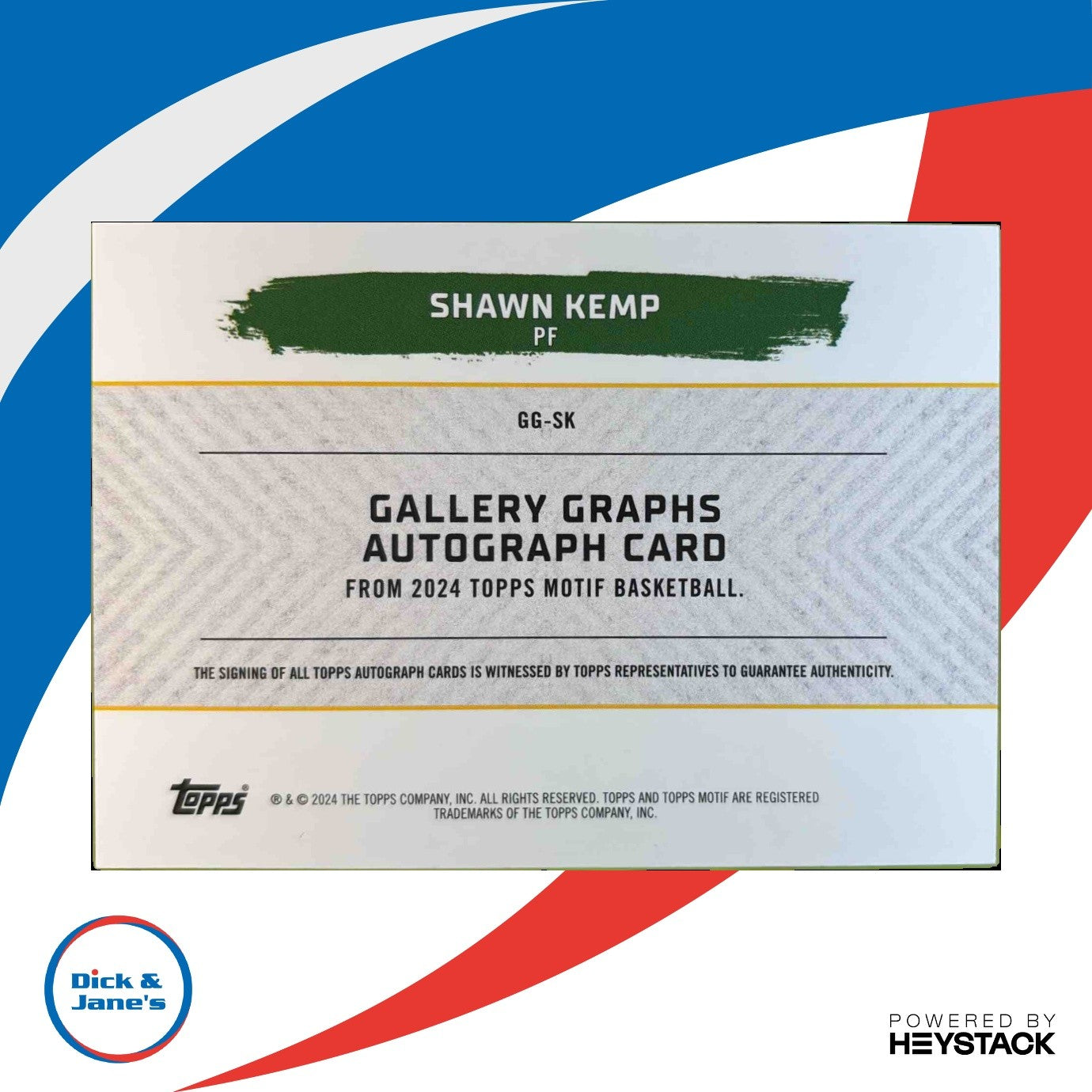 2023-24 Topps Motif Shawn Kemp Gallery Graphs Ultramarine Blue 42/49 #GG-SK Auto - Sports Cards