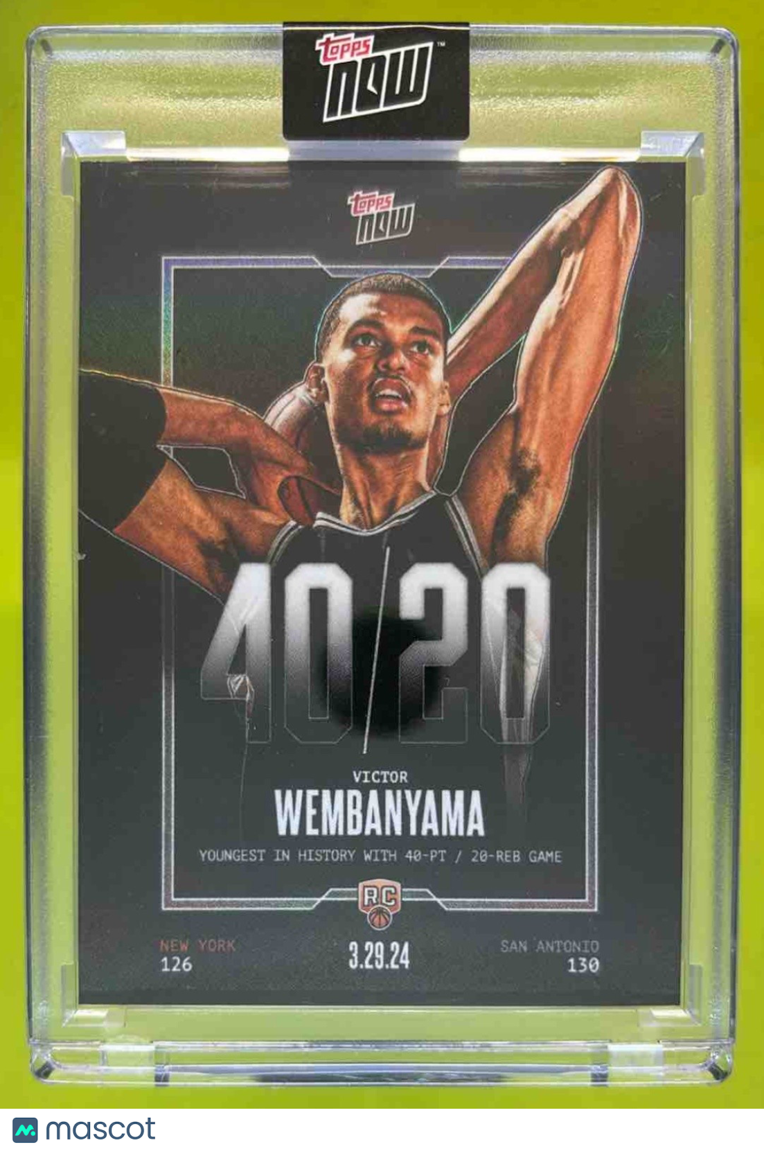 2023/24 Topps Now VW-5 Victor Wembanyama RC - Spurs Rookie Card 40/20 3/29/24 - Sports Cards