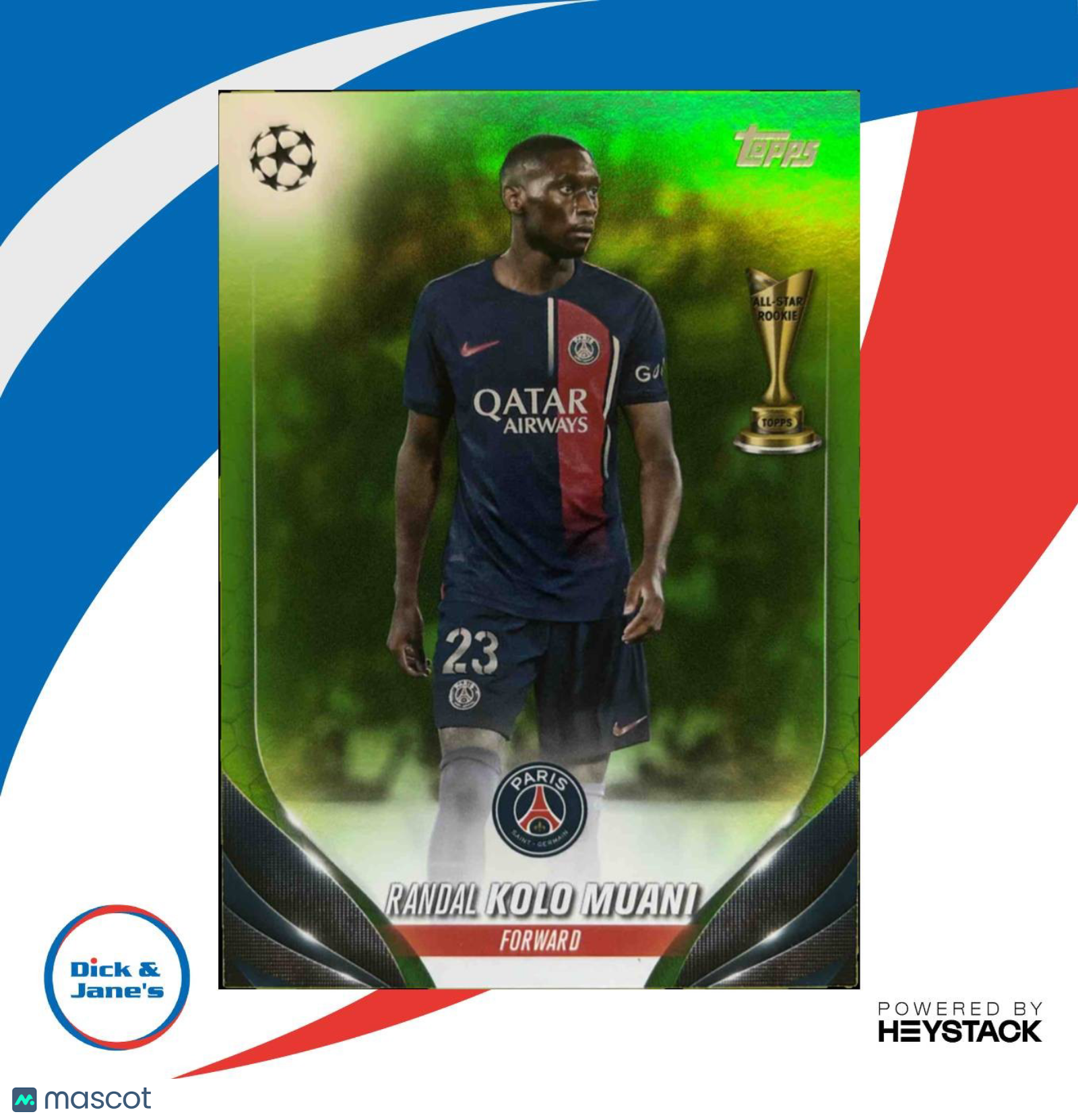2023-24 Topps UEFA Club Competitions Randal Kolo Muani Neon Green 133/199 #70 - Sports Cards