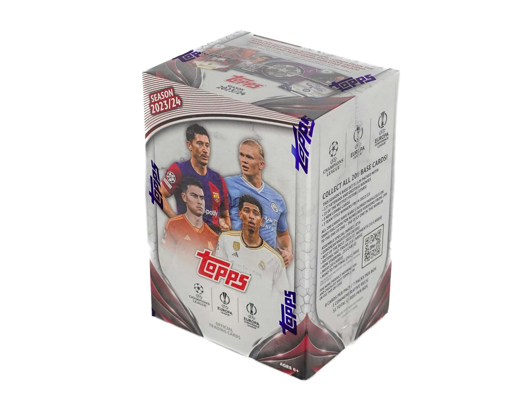 2023/24 Topps UEFA Club Competitions Soccer 7 Pack Blaster Box (1 Relic / 4 Inferno Inserts) - Blaster Box