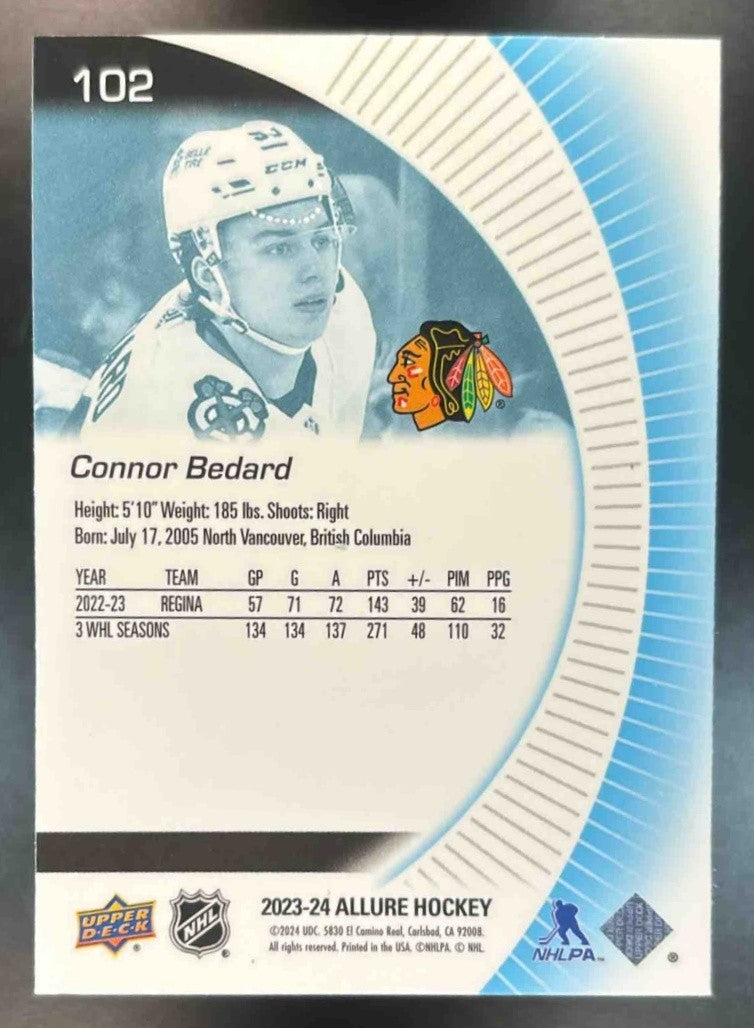 2023-24 Upper Deck Allure Connor Bedard #102 RC Chicago Blackhawks - Sports Cards