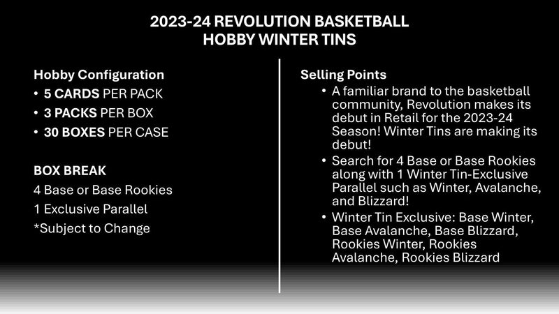 2023/24 Panini Revolution Basketball Winter Tin (4 RCs per Box)