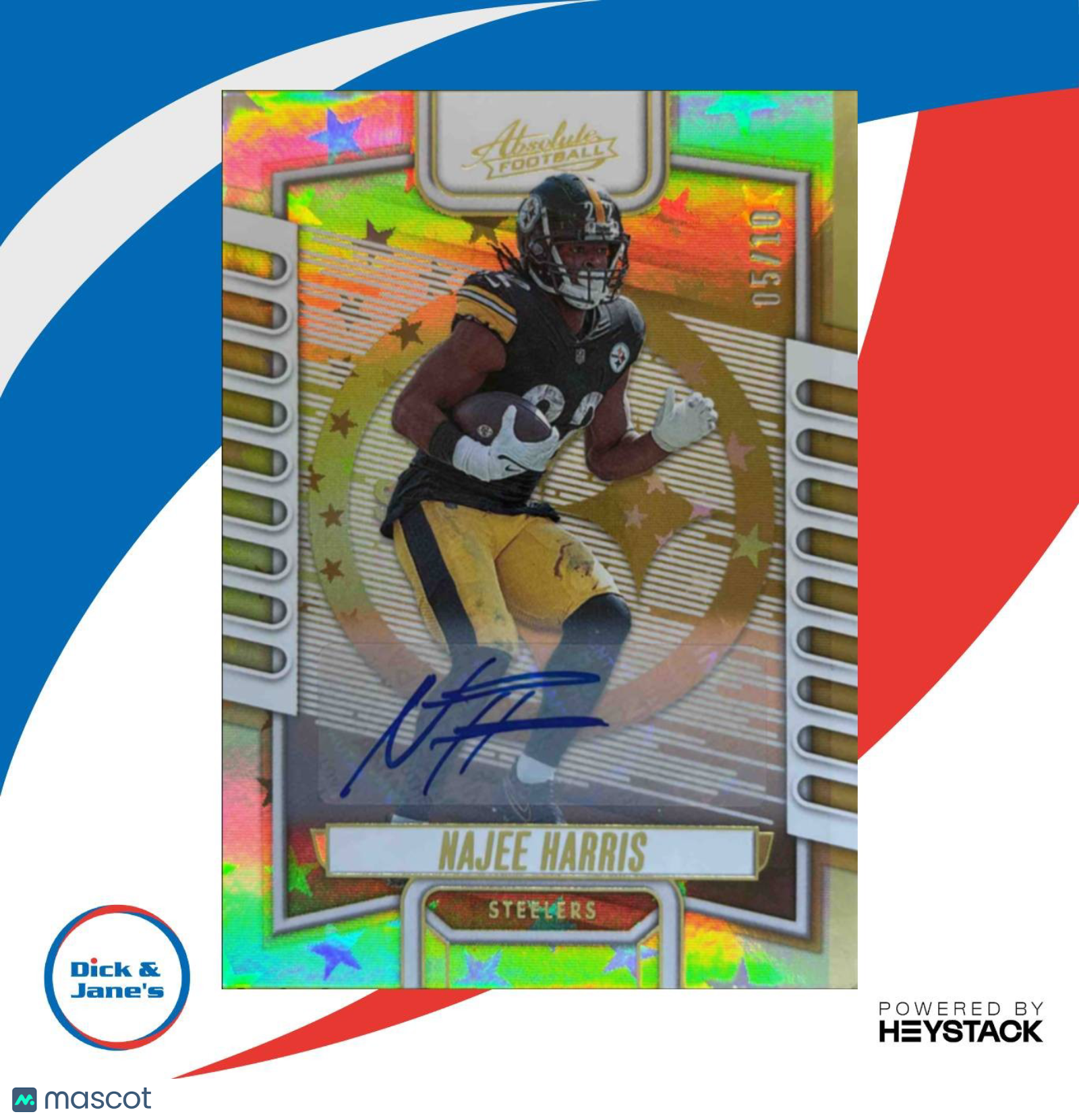 2023 Absolute Najee Harris Signatures Gold Star /10 #34 Auto Pittsburgh Steelers - Sports Cards