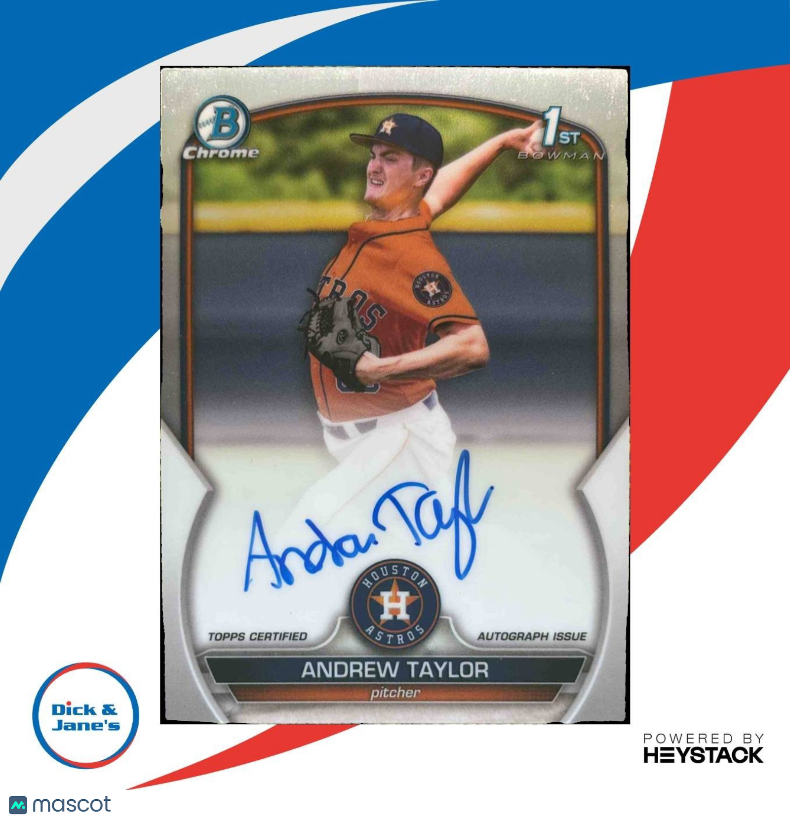 2023 Bowman Andrew Taylor Chrome Auto #CPA-ATR 1st Prospect Houston Astros - Sports Cards